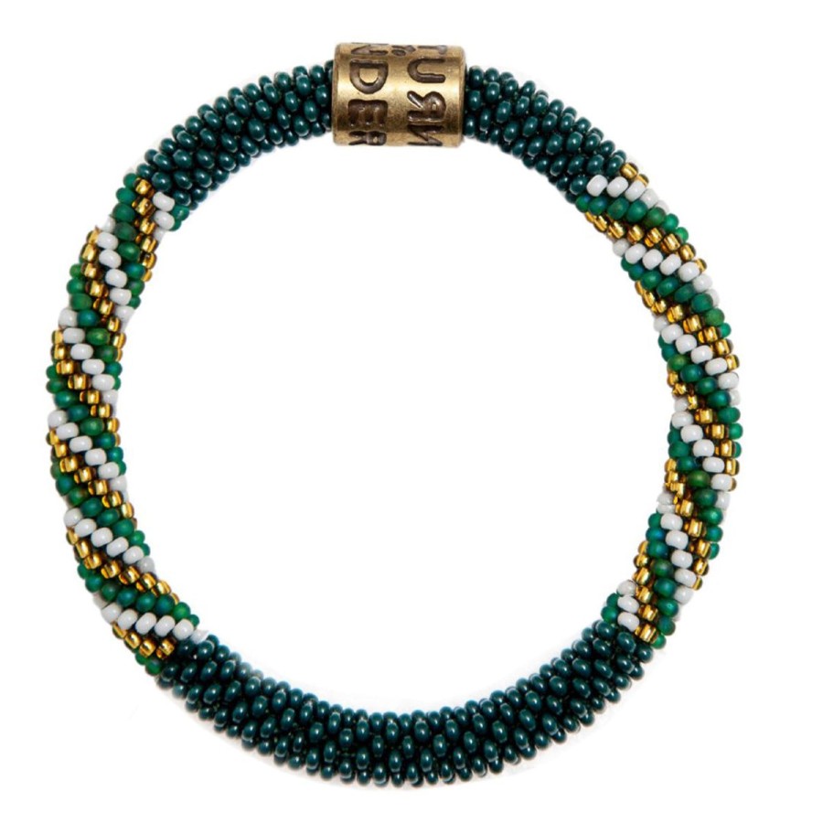 Fashion Return To Sender | Roll On Beaded Bracelet Groen Wit Goud