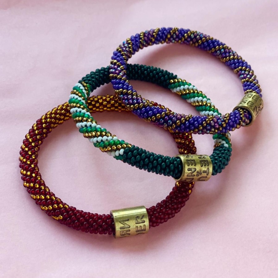 Fashion Return To Sender | Roll On Beaded Bracelet Groen Wit Goud