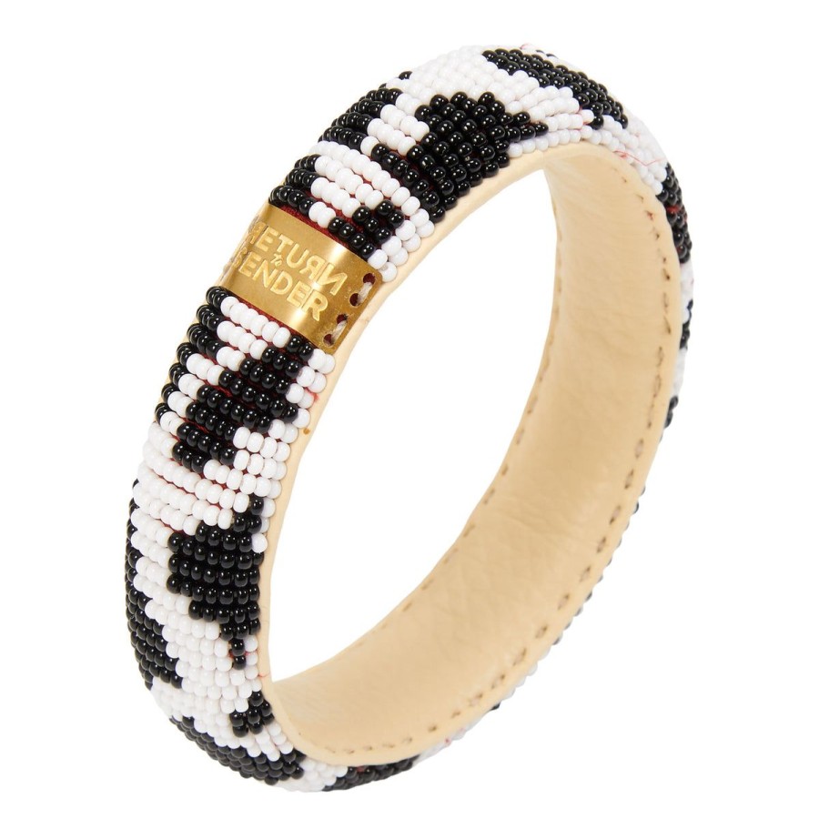 Fashion Return To Sender | Zwart Witte Armband Met Giraf Design - Beaded Bracelet Slim