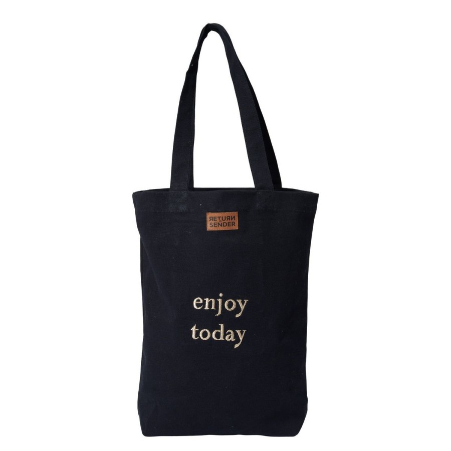 Fashion Return To Sender | Canvas Tas "Enjoy Today" Goud Geborduurde Letters