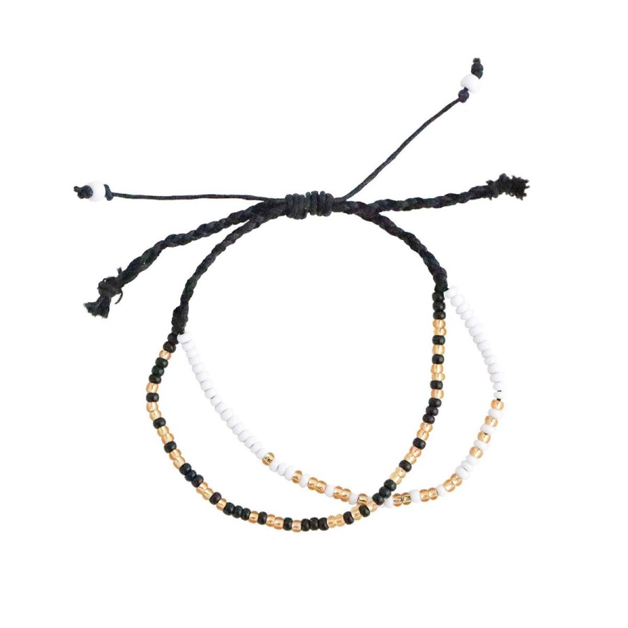 Fashion Return To Sender | Zwart Met Witte Morse Code Armband 'Hoop & Moed'