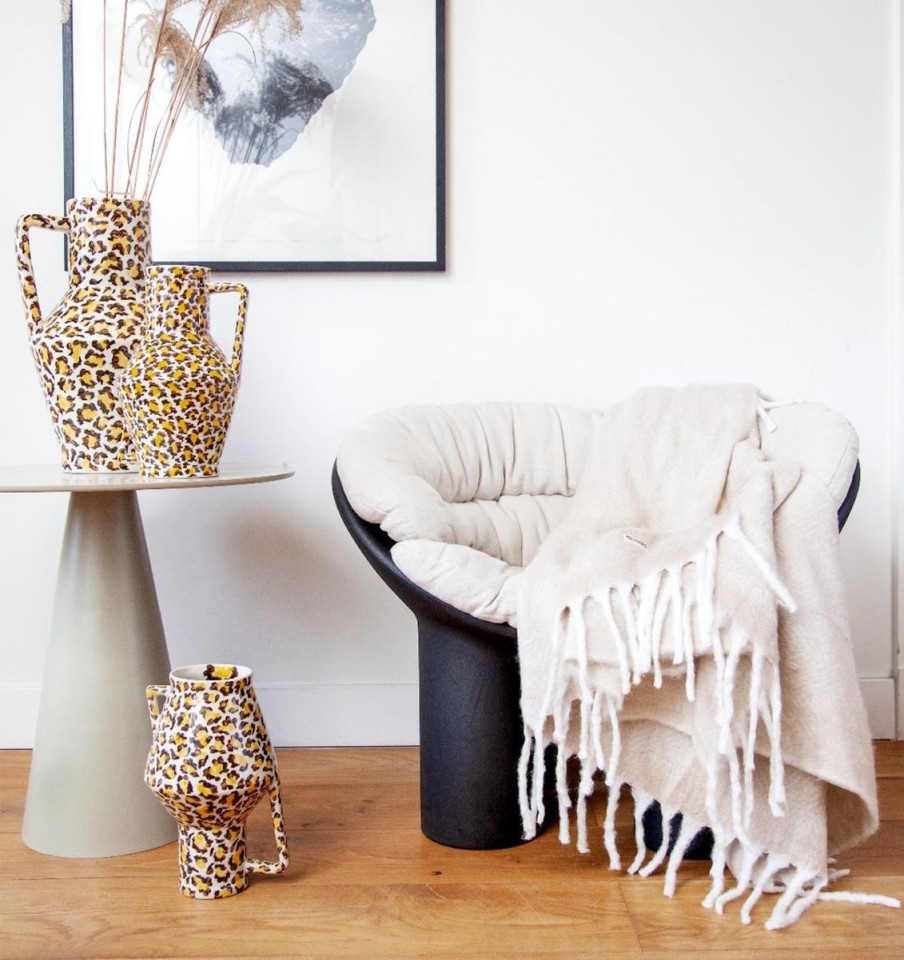 Wonen Return To Sender | Handgeschilderde Vaas Met Leopard Design, Medium