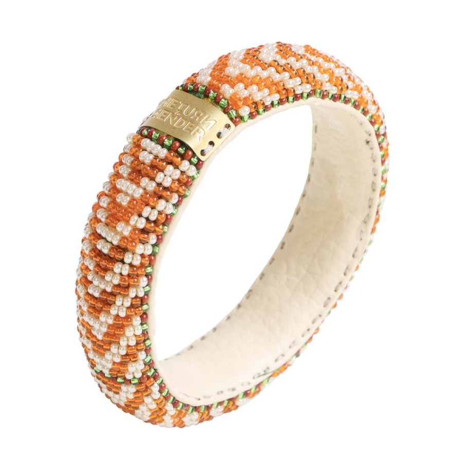 Fashion Return To Sender | Wit Met Oranje Armband - Beaded Bracelet Slim